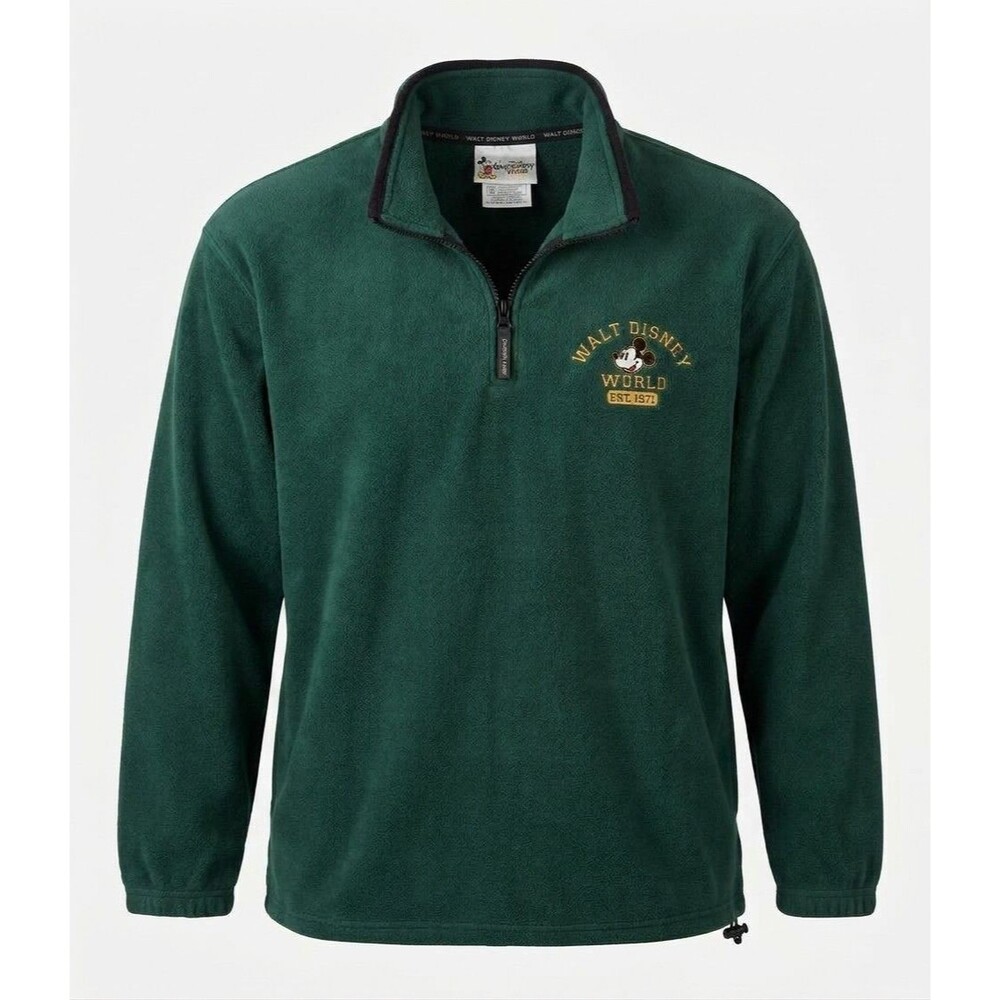 Walt Disney World Mickey Est. 1971 Emerald Green XL Quarter Zip Fleece Pullover